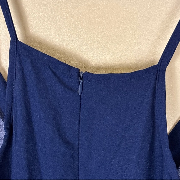 Navy Floral Maxi Skirt with Asymmetrical‎ Hem - Picture 9 of 10